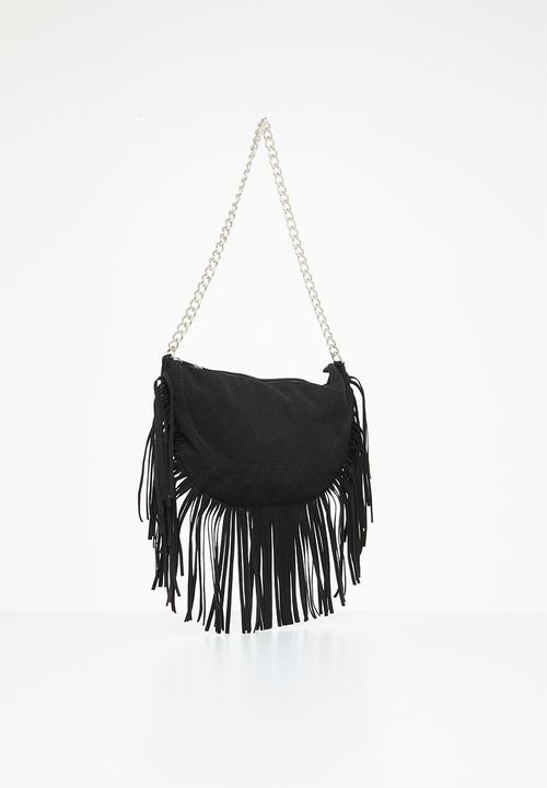Superbalist - Liz fringe shoulder bag - black