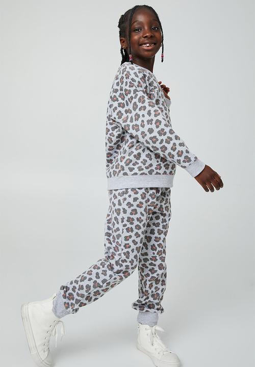 Cotton On - Sage crew-grey marle/dixie leopard