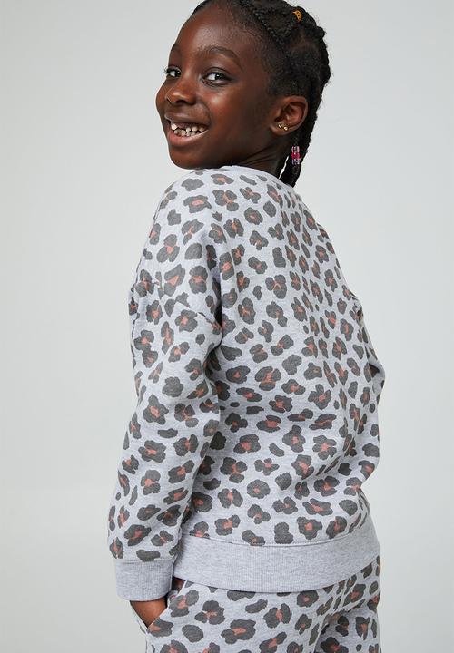Cotton On - Sage crew-grey marle/dixie leopard