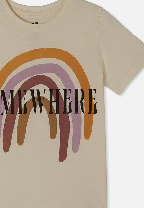 Cotton On - Penelope short sleeve tee-dark vanilla/somewhere rainbow