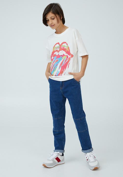 Cotton On - License quinn short sleeve tee - lcn bra vanilla/rolling stones