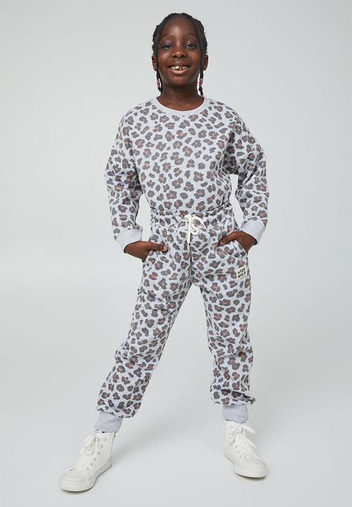 Cotton On - Marlo trackpant - grey marle/dixie leopard