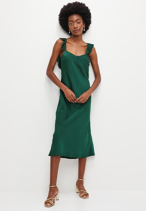 MILLA - Ruffle back slip dress - emerald
