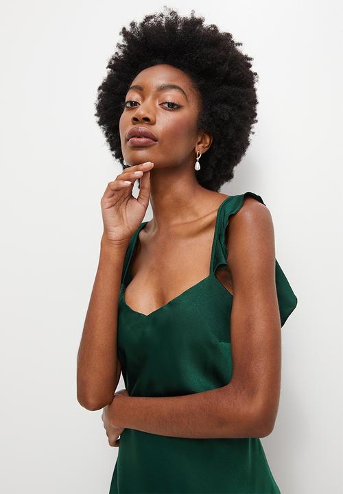 MILLA - Ruffle back slip dress - emerald