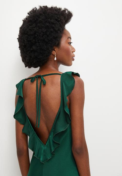 MILLA - Ruffle back slip dress - emerald