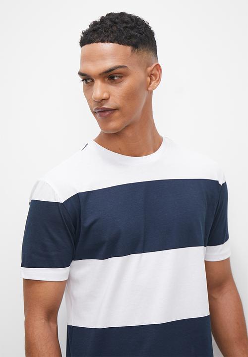 Superbalist - Wide stripe crew tee - navy & white