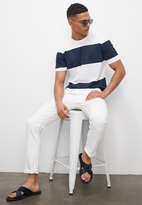 Superbalist - Wide stripe crew tee - navy & white