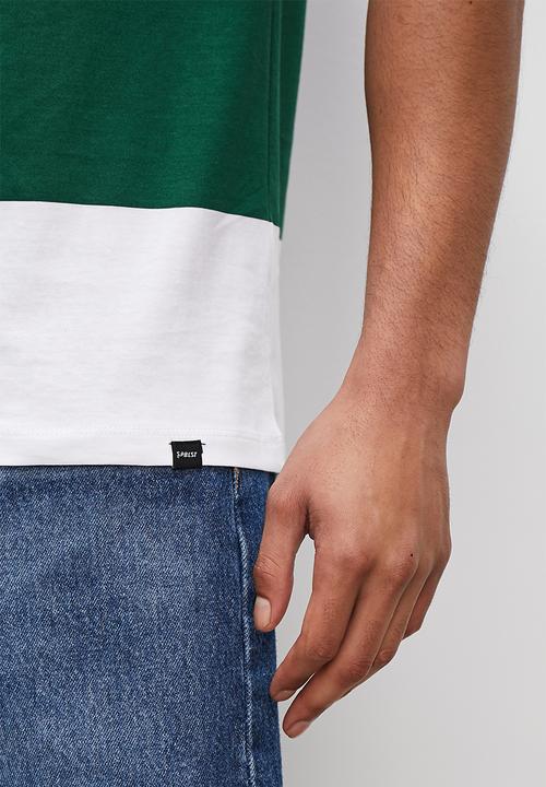 Superbalist - Wide stripe crew tee - white & forest green
