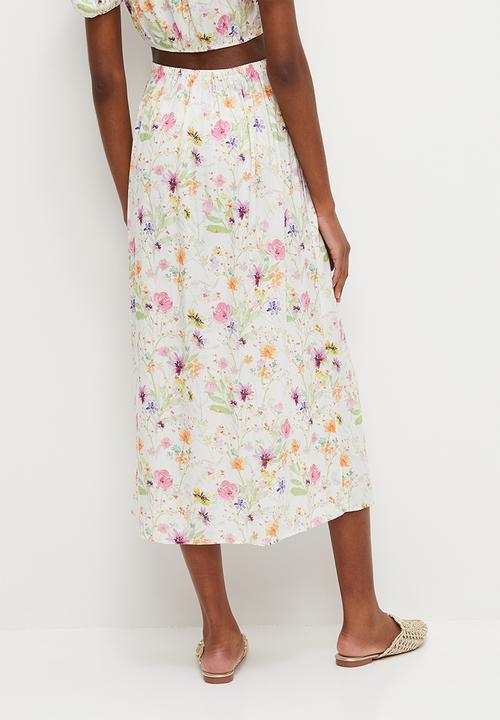 MILLA - Co-ord button detail midi skirt - spring floral