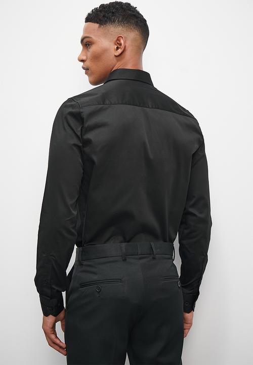 Superbalist - Slim fit cotton sateen stretch shirt - black