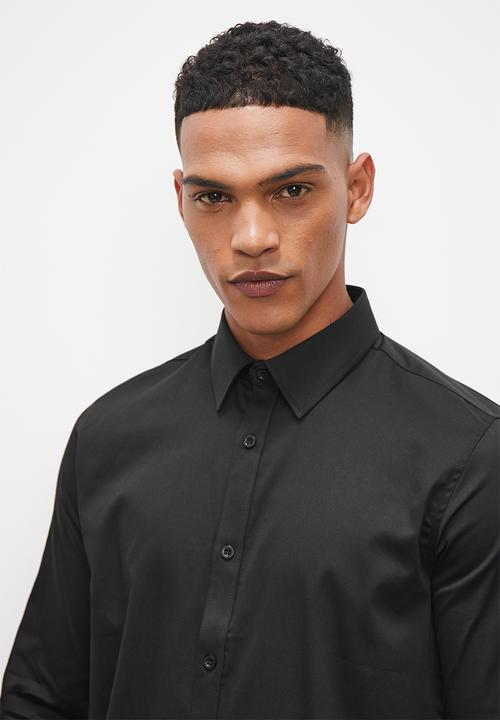 Superbalist - Slim fit cotton sateen stretch shirt - black
