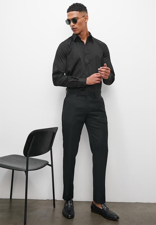 Superbalist - Slim fit cotton sateen stretch shirt - black