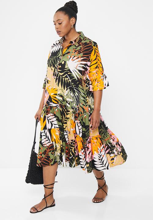AMANDA LAIRD CHERRY - Plus nhlole dress -  multi-colour abstract leaf