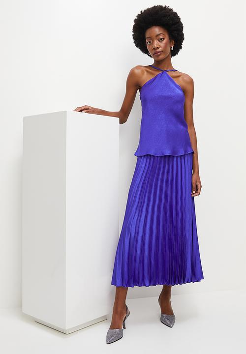 MILLA - Co-ord satin halter blouse - cobalt