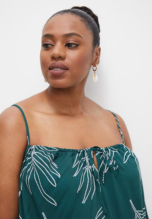 edit Plus - Boobtube wide leg jumpsuit - teal beaded palm