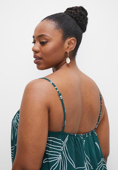 edit Plus - Boobtube wide leg jumpsuit - teal beaded palm