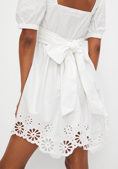 MILLA - Wrap front anglaise mini dress - ivory