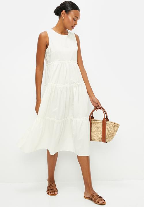 edit - Tiered poplin a-line maxi - milk