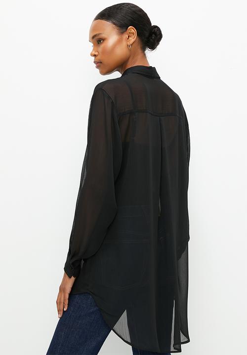 edit - Sheer crinkle shirt - black