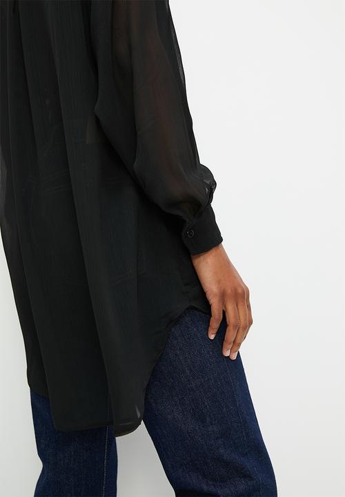 edit - Sheer crinkle shirt - black