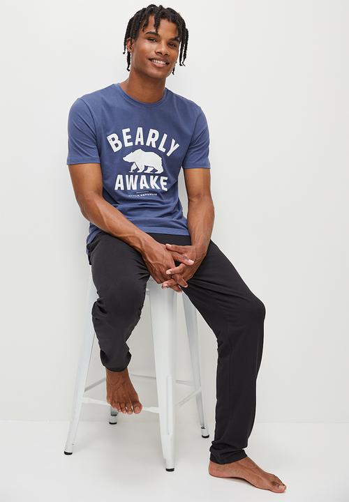 STYLE REPUBLIC - Slogan sleep tee night time - blue