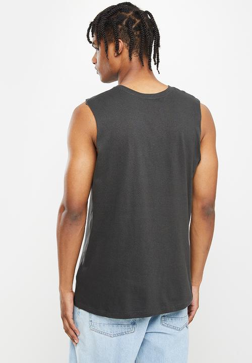 Cotton On - Tbar collab muscle - lcn bra washed black/rolling stones