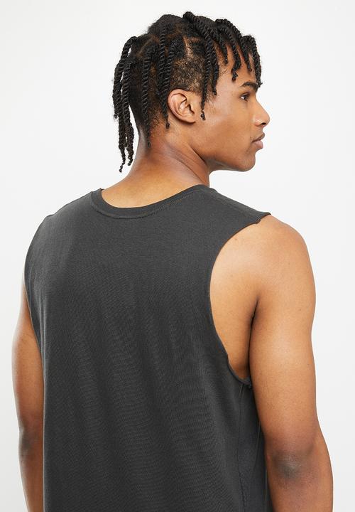Cotton On - Tbar collab muscle - lcn bra washed black/rolling stones