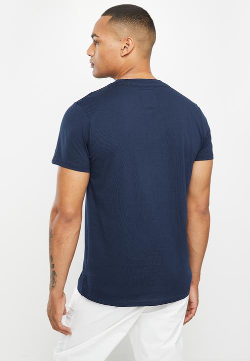 Aca Joe - Aca joe embossing on centre front short sleeve crew tee - dress blue
