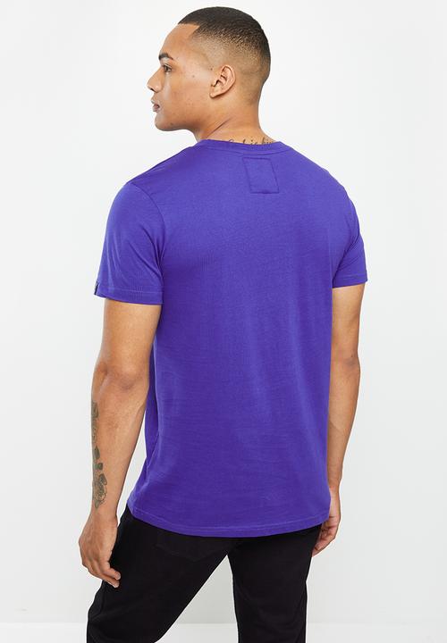 Aca Joe - Aca joe embossed & printed short sleeve crew tee - clemantis blue