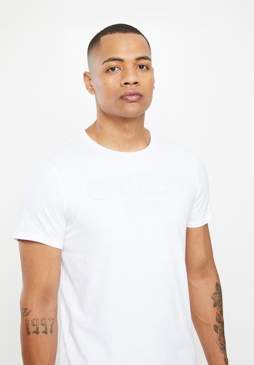 GUESS - Short sleeve guess la embossed tee - pure white