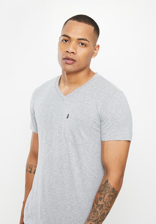 Superdry. - Pocket v neck - mid grey marl
