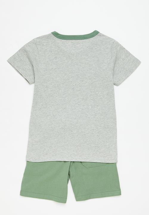 Pop Candy - Tee & short set - grey & green