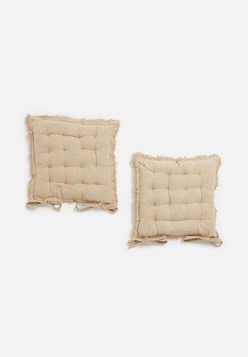 H&S - Set of 2 fray chair pad - sand