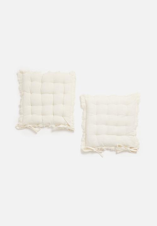 H&S - Set of 2 fray chair pad - ecru