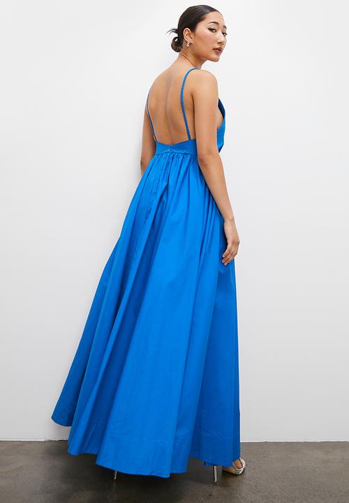 VELVET - Plunging cami trapeze dress - royal blue