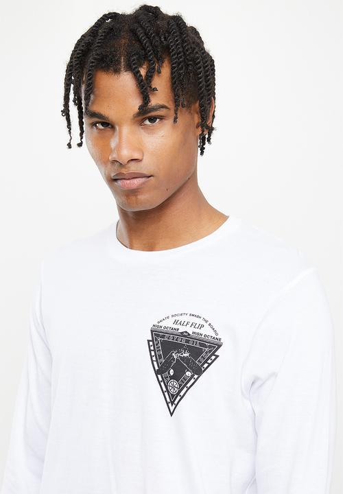 Brave Soul - Smash long sleeve tee - white & black
