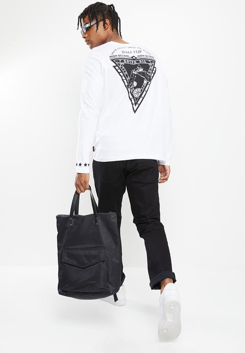 Brave Soul - Smash long sleeve tee - white & black