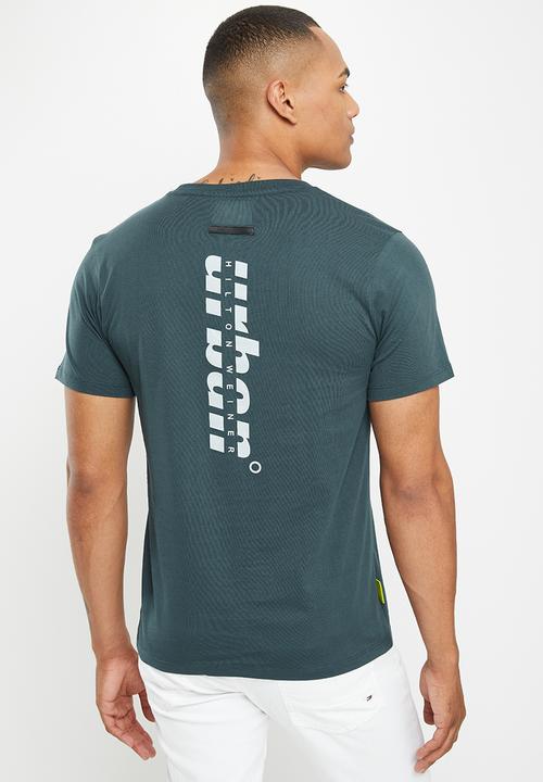 urban° - Urban gel and reflective print chest tee - navy