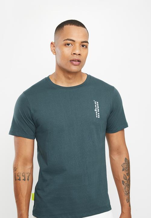 urban° - Urban gel and reflective print chest tee - navy