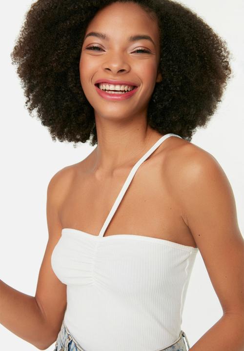 Trendyol - Asymmetrical strap top - ecru