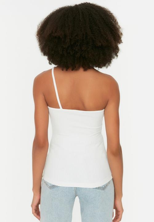 Trendyol - Asymmetrical strap top - ecru