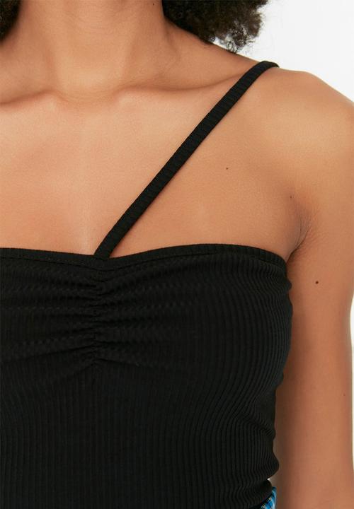 Trendyol - Asymmetrical strap top - black