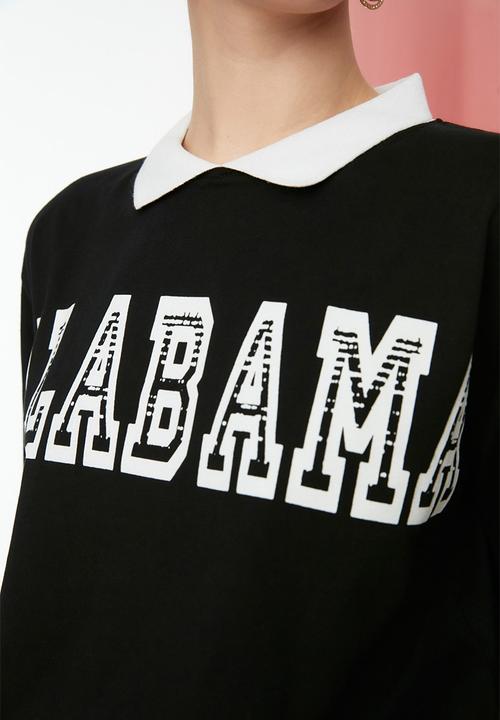 Trendyol - Mini collar boyfriend T-shirt - black