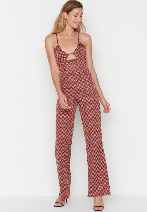 Trendyol - Jacquard cross strap jumpsuit - multi