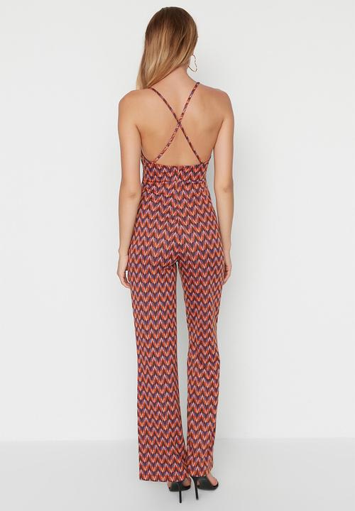 Trendyol - Jacquard cross strap jumpsuit - multi