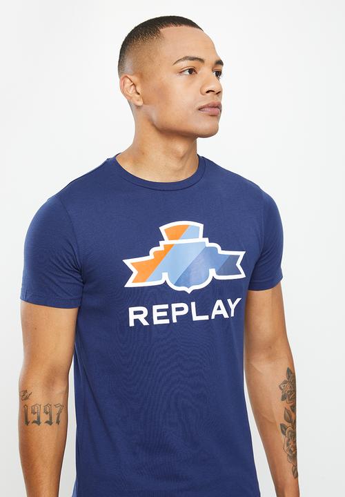 Replay - Replay basic jersey T-shirt - steel blue