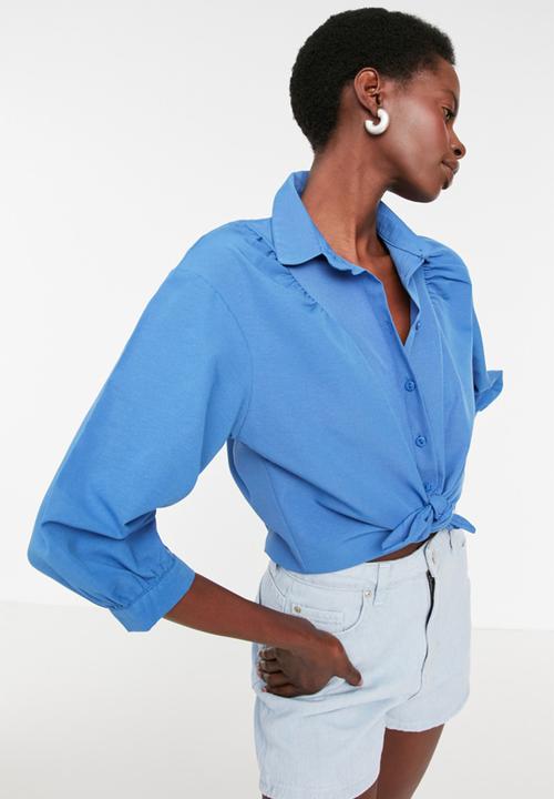 Trendyol - Balloon sleeve shirt - blue