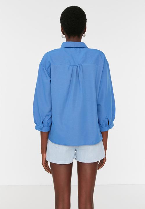 Trendyol - Balloon sleeve shirt - blue