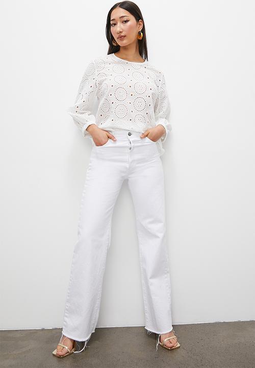 Superbalist - Round  neck openwork shell - white