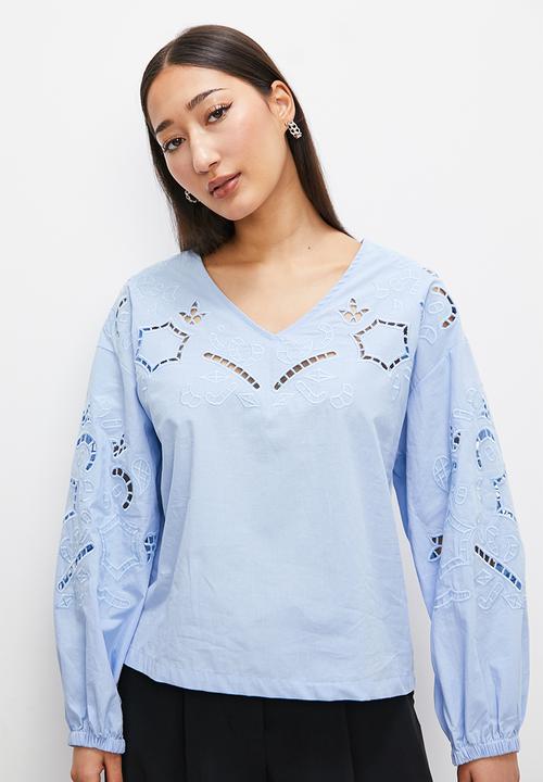 Superbalist - Anglaise v-neck tunic - blue